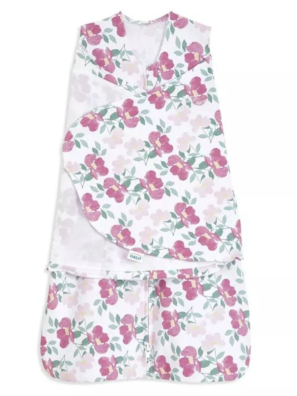 Set of 2 Halo Floral Pink Velcro Sleep Sacks Swaddle Size Newborn